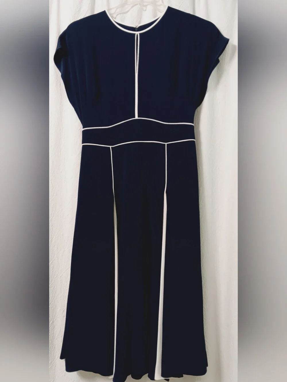 HOBBS Viola Navy And Ivory Dress Size 6 - Picture 3 of 15